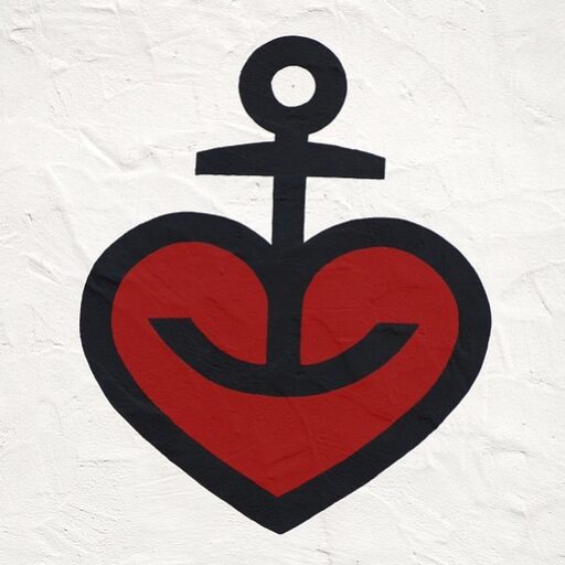 heart, anchor, design
